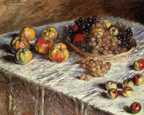 Natureza morta com maçãs e uvas (Claude Monet) - Reprodução com Qualidade Museu