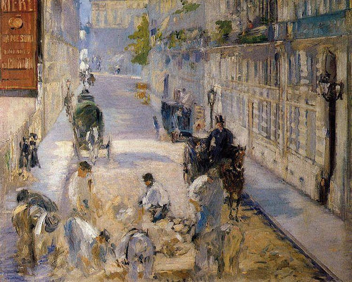 Rue Mosnier com consertadores de estradas (Edouard Manet) - Reprodução com Qualidade Museu