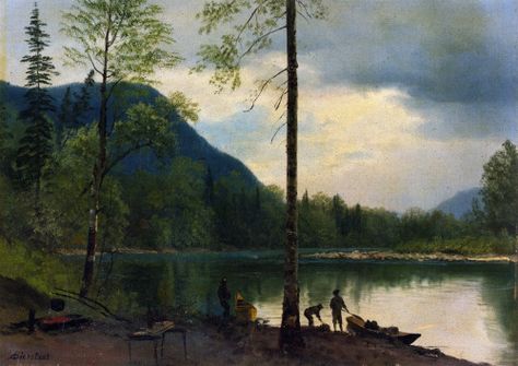 Campistas com canoas (Albert Bierstadt) - Reprodução com Qualidade Museu