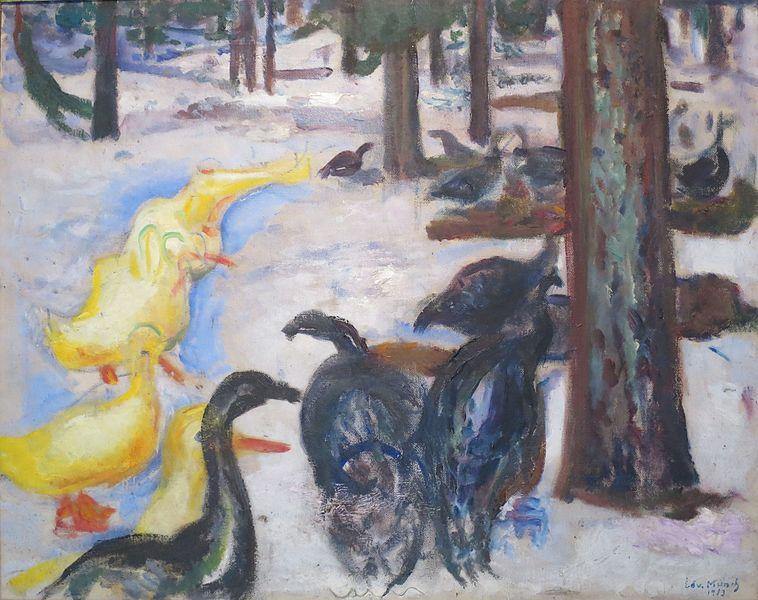 Patos e perus na neve (Edvard Munch) - Reprodução com Qualidade Museu