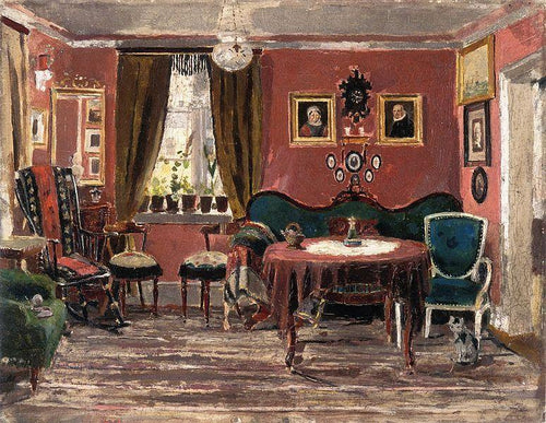 A sala de estar das Senhoritas Munch em Pilestredet 61 (Edvard Munch) - Reprodução com Qualidade Museu