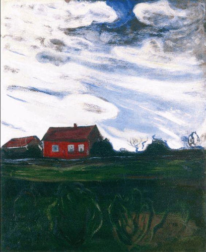 Paisagem com Casa Vermelha (Edvard Munch) - Reprodução com Qualidade Museu