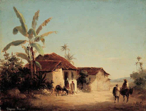 Paisagem tropical com casas e palmeiras (Camille Pissarro) - Reprodução com Qualidade Museu