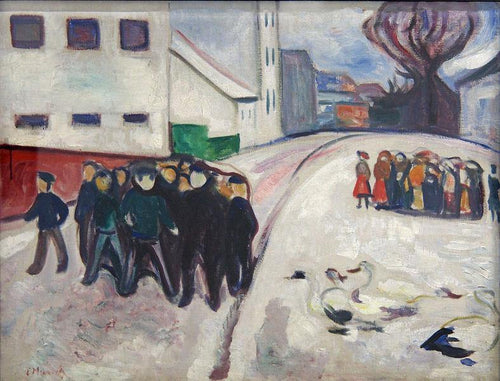 Rua de cidade pequena na neve (Edvard Munch) - Reprodução com Qualidade Museu