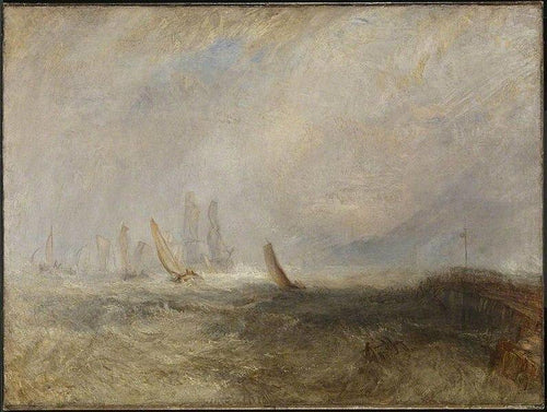 Barcos pesqueiros trazendo um navio com deficiência para Port Ruysdael (Joseph Mallord William Turner) - Reprodução com Qualidade Museu