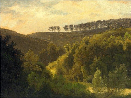 Nascer do sol sobre a floresta e bosque (Albert Bierstadt) - Reprodução com Qualidade Museu