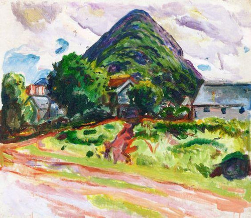 Casa com montanhas ao fundo (Edvard Munch) - Reprodução com Qualidade Museu