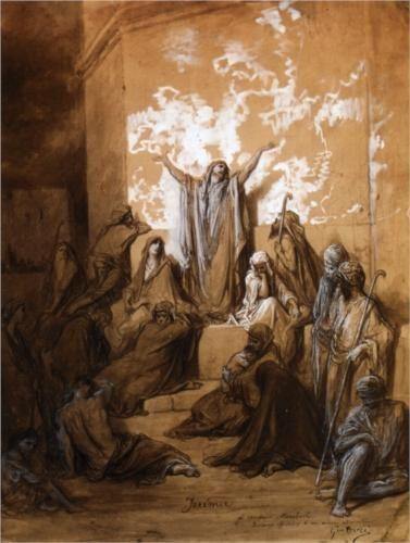 Jeremias Pregando aos Seus Seguidores