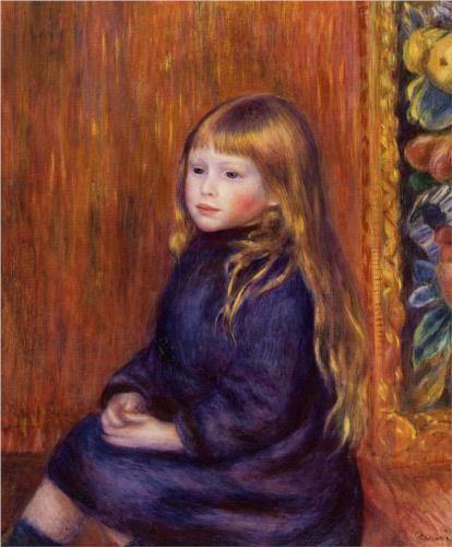 Criança sentada em um vestido azul (Pierre-Auguste Renoir) - Reprodução com Qualidade Museu