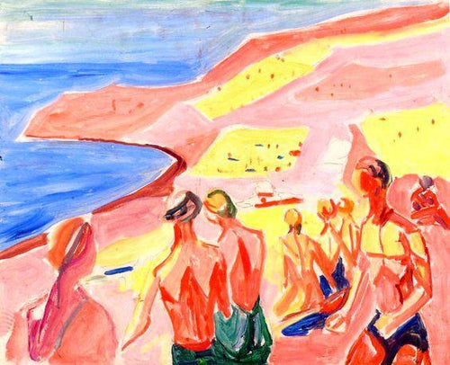 Pessoas tomando banho de sol em uma baía (Edvard Munch) - Reprodução com Qualidade Museu