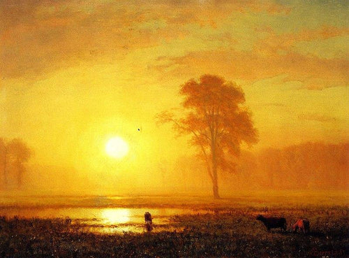 Pôr do sol nas planícies (Albert Bierstadt) - Reprodução com Qualidade Museu