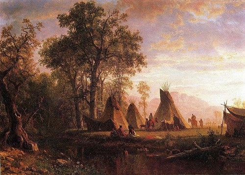 Acampamento Indiano, Fim da Tarde (Albert Bierstadt) - Reprodução com Qualidade Museu