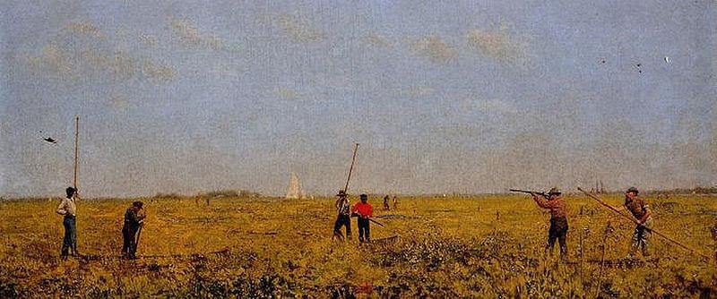 Empurrando para trilhos (Thomas Eakins) - Reprodução com Qualidade Museu