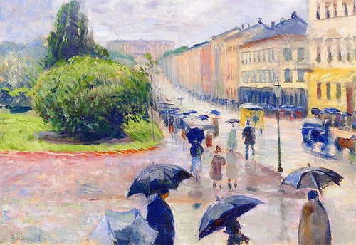 Karl Johan na chuva (Edvard Munch) - Reprodução com Qualidade Museu