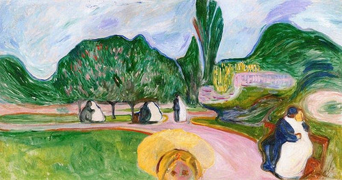 Beijando casais no parque - The Linde Frieze (Edvard Munch) - Reprodução com Qualidade Museu