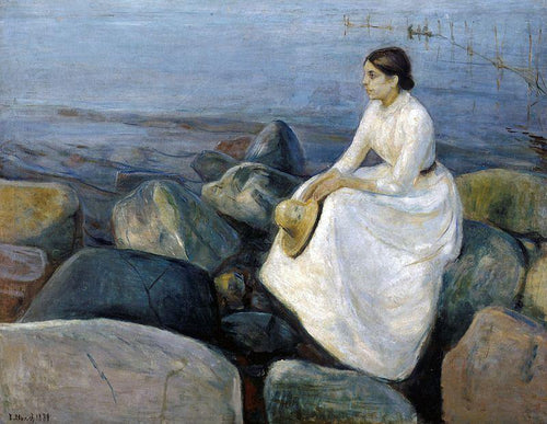 Noite de Verão. Inger na praia (Edvard Munch) - Reprodução com Qualidade Museu