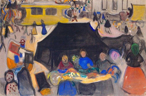 O carro funerário na Potsdamer Platz (Edvard Munch) - Reprodução com Qualidade Museu