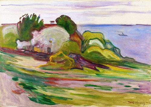 Árvores e barco torpedeiro (Edvard Munch) - Reprodução com Qualidade Museu