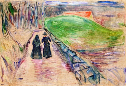 Duas mulheres na estrada (Edvard Munch) - Reprodução com Qualidade Museu