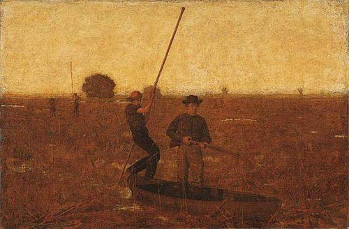 O artista e seu pai caçando pássaros juncos nos pântanos de Cohansey (Thomas Eakins) - Reprodução com Qualidade Museu