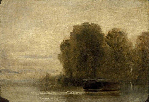 Lago ou rio com árvores à direita (Joseph Mallord William Turner) - Reprodução com Qualidade Museu