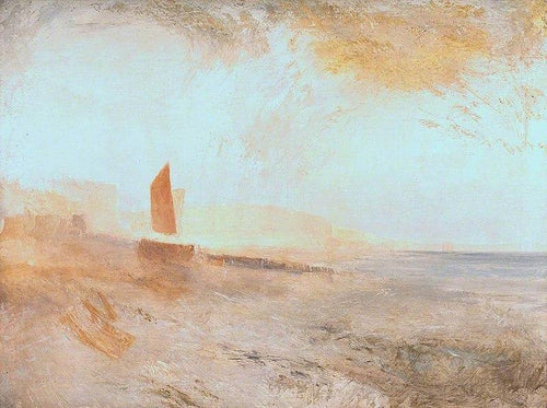 Brighton Beach com o Chain Pier à distância do oeste (Joseph Mallord William Turner) - Reprodução com Qualidade Museu