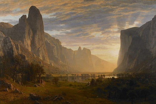 Olhando para baixo no vale de Yosemite, Califórnia (Albert Bierstadt) - Reprodução com Qualidade Museu