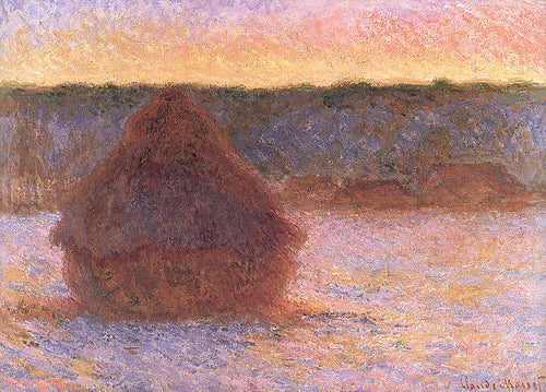 Monte de feno ao pôr do sol, clima gelado (Claude Monet) - Reprodução com Qualidade Museu