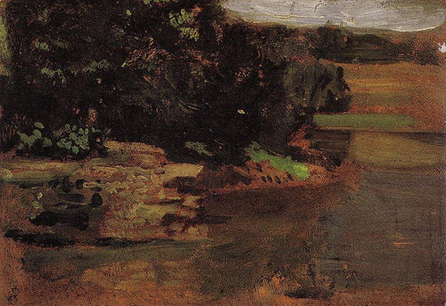 Esboço de paisagem, a partir de esboço de dois lados para Swimmin (Thomas Eakins) - Reprodução com Qualidade Museu
