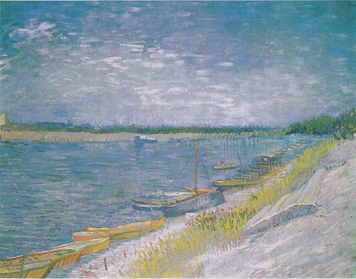 Paisagem do rio com barcos a remo na costa (Vincent Van Gogh) - Reprodução com Qualidade Museu