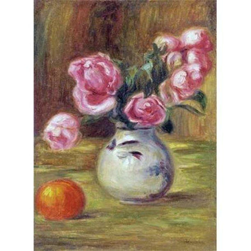 Vaso De Rosas E Uma Laranja (Pierre-Auguste Renoir) - Reprodução com Qualidade Museu