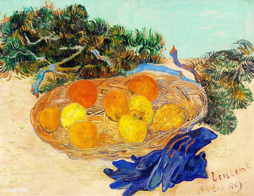 Cesta de frutas e luvas (Vincent Van Gogh) - Reprodução com Qualidade Museu