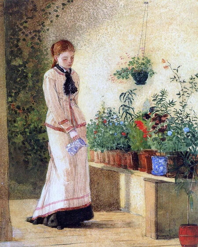 Menina regando plantas (Winslow Homer) - Reprodução com Qualidade Museu