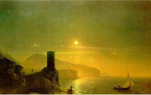 Vista de Vico perto de Nápoles (Ivan Aivazovsky) - Reprodução com Qualidade Museu
