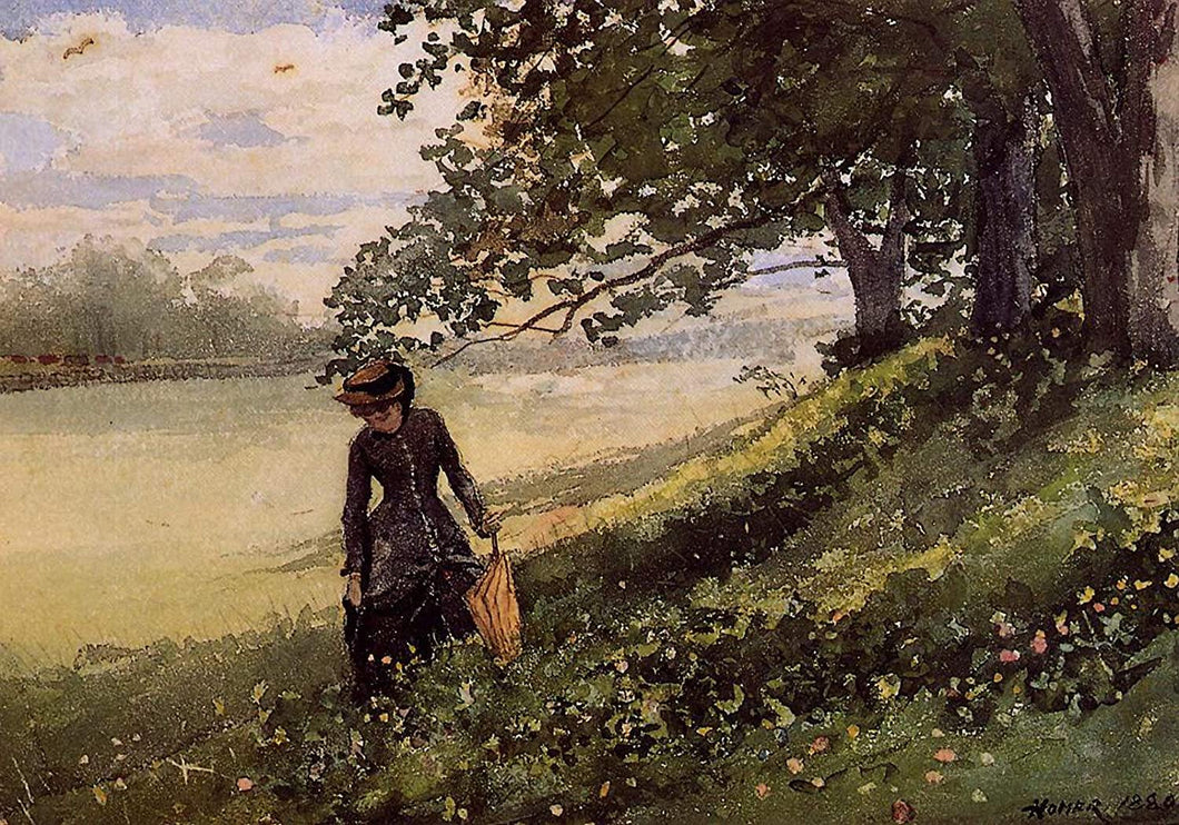Mulher jovem com um guarda-sol (Winslow Homer) - Reprodução com Qualidade Museu