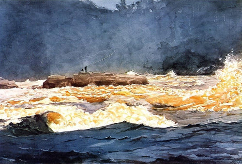 Pescando The Rapids, Saguenay (Winslow Homer) - Reprodução com Qualidade Museu