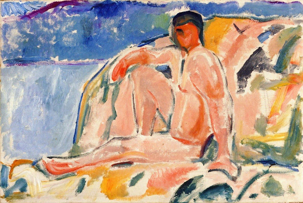 Homem nu na rocha (Edvard Munch) - Reprodução com Qualidade Museu