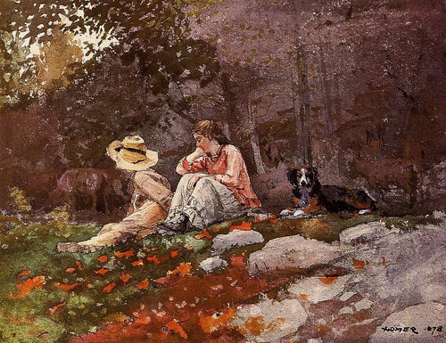 Rebanho de ovelhas, fazenda Houghton (Winslow Homer) - Reprodução com Qualidade Museu