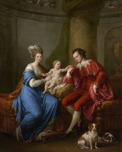 Edward Smith Stanley, 12º conde de Derby com sua primeira esposa, Elizabeth Hamilton e seu filho - Replicarte