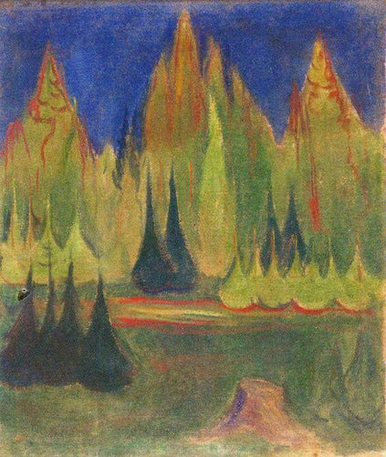 Floresta de Abetos Negros (Edvard Munch) - Reprodução com Qualidade Museu