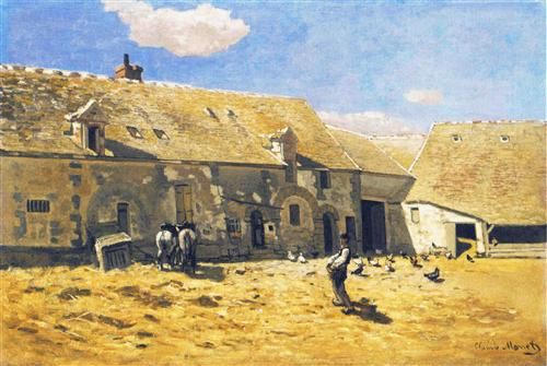 Farmyard em Chailly (Claude Monet) - Reprodução com Qualidade Museu