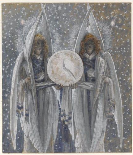 Anjos Segurando Um Mostrador Indicando As Diferentes Horas Dos Atos Da Paixão