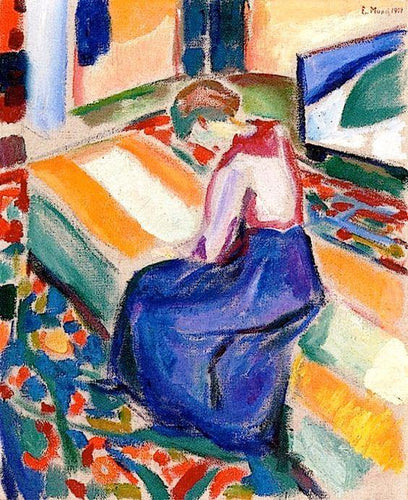 Mulher sentada em um sofá (Edvard Munch) - Reprodução com Qualidade Museu