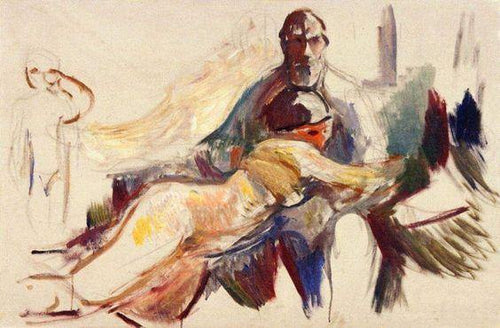 Homem idoso com uma mulher nua no colo (Edvard Munch) - Reprodução com Qualidade Museu