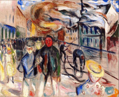 Incêndio em Gronland-A Borough em Oslo (Edvard Munch) - Reprodução com Qualidade Museu
