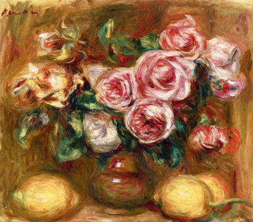 Natureza morta buquê de rosas com limões (Pierre-Auguste Renoir) - Reprodução com Qualidade Museu