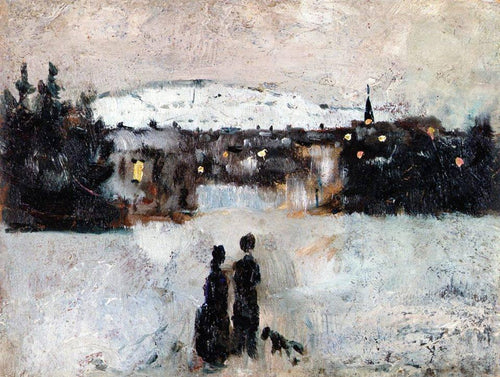 Paisagem de inverno em Skymning (Edvard Munch) - Reprodução com Qualidade Museu