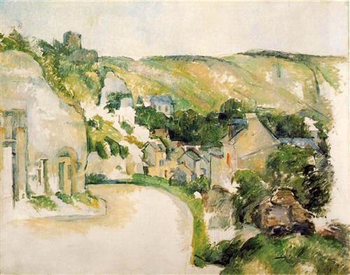 Uma curva na estrada em La Roche Guyon (Paul Cézanne) - Reprodução com Qualidade Museu