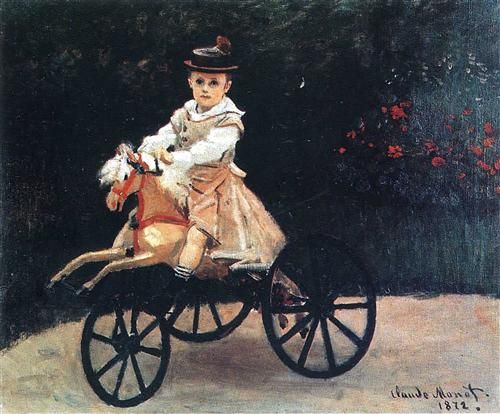 Jean Monet em um cavalo mecânico (Claude Monet) - Reprodução com Qualidade Museu