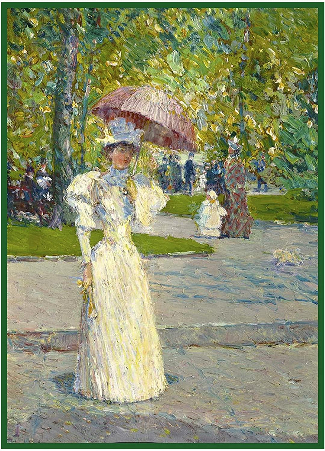 Mulher com guarda-sol em um parque (Childe Hassam) - Reprodução com Qualidade Museu